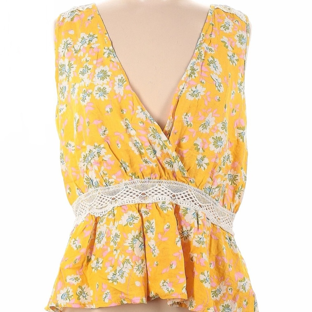 Rachel Zoe Floral Yellow Sleeveless Top